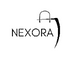 Nexora logo with a stylized shopping bag on a white background